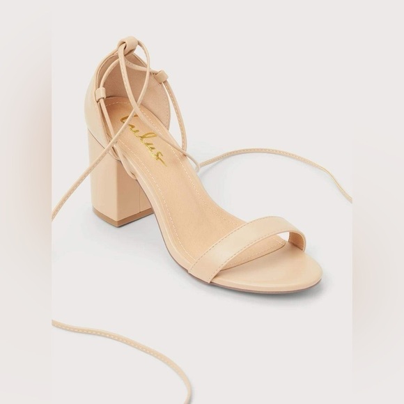Lulus Kaira Beige Lace-Up Heels Size 8 - Picture 2 of 12
